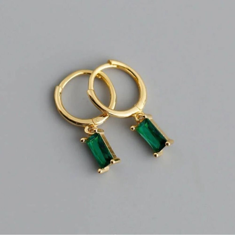 Green Gemstone hoop earrings N1428